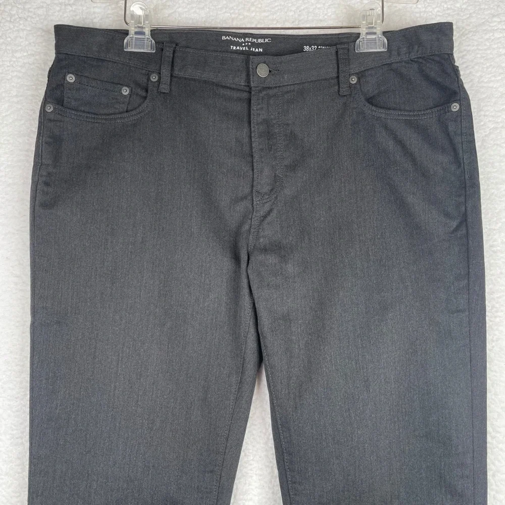 Banana Republic Travel Jeans Mens 38x32 Athletic Fit Charcoal Gray Stretch Pants
